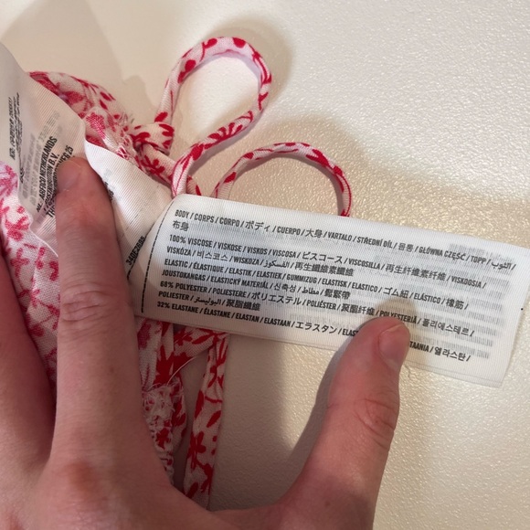 hollister red and white floral lace ruffle cinched top baby doll coquette boho - Picture 7 of 9